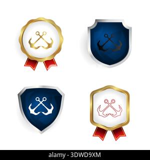 Abstract Pirates badge et Label Collection, peut être utilisé pour des conceptions d'entreprise, des conceptions de présentation ou tout design approprié. Illustration de Vecteur
