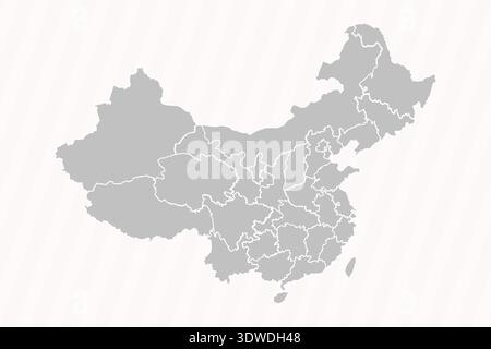Carte détaillée de la Chine avec les États et les villes, peut être utilisé pour les conceptions d'entreprise, les conceptions de présentation ou toutes les conceptions appropriées. Illustration de Vecteur