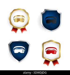 Abstract VR Headset badge et Label Collection, peut être utilisé pour les conceptions d'entreprise, les conceptions de présentation ou toutes les conceptions appropriées. Illustration de Vecteur