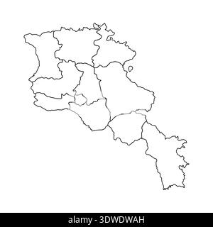 Esquisse Plan de l'Arménie avec les États et les villes, peut être utilisé pour les conceptions d'entreprise, les conceptions de présentation ou toutes les conceptions appropriées. Illustration de Vecteur
