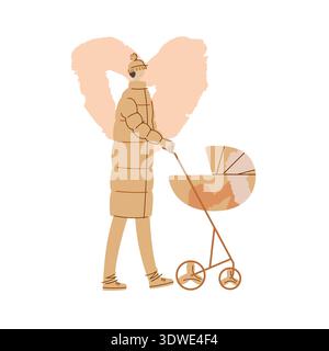 Ensemble d'hommes et de femmes en vêtements chauds d'hiver marchant causuellement. Illustration vectorielle de dessin animé plat Illustration de Vecteur