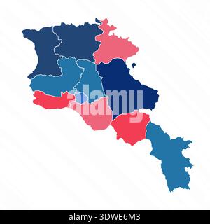 Carte multicolore de l'Arménie avec les provinces, peut être utilisé pour les conceptions d'entreprise, les conceptions de présentation ou toutes les conceptions appropriées. Illustration de Vecteur