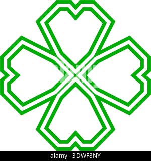 Trèfle vert à quatre feuilles dans le style celtique, pictogramme de trèfle vectoriel de la Saint Patrick Illustration de Vecteur