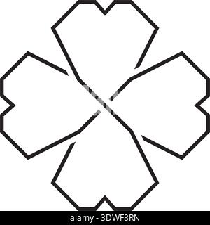 Trèfle à quatre feuilles dans le style celtique, pictogramme de trèfle vectoriel de la Saint Patrick Illustration de Vecteur