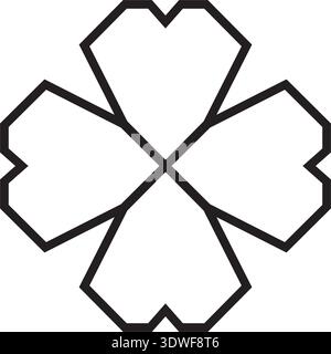 Trèfle à quatre feuilles dans le style celtique, pictogramme de trèfle vectoriel de la Saint Patrick Illustration de Vecteur