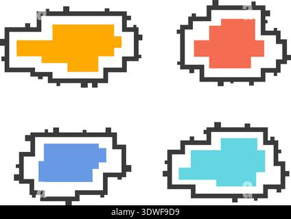 Ensemble de boîtes de message. Bulles de parole colorées en pixels Illustration de Vecteur