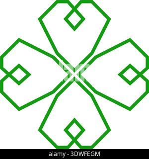 Trèfle vert à quatre feuilles dans le style celtique, pictogramme de trèfle vectoriel de la Saint Patrick Illustration de Vecteur