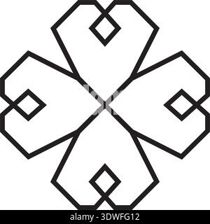 Trèfle à quatre feuilles dans le style celtique, pictogramme de trèfle vectoriel de la Saint Patrick Illustration de Vecteur
