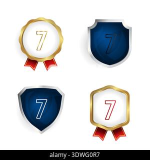 Abstract Number 7 badge et Label Collection, peut être utilisé pour les conceptions d'entreprise, les conceptions de présentation ou toutes les conceptions appropriées. Illustration de Vecteur
