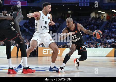 Isiaha Mike du FC Bayern Munich lors du match de l'EuroLeague entre le Real Madrid et le FC Bayern Munich au Movistar Arena le 26 février 2026 à Madr Banque D'Images