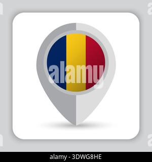 Icône de carte du drapeau roumain Illustration de Vecteur