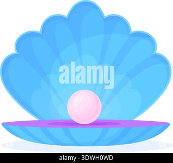 Coquille ouverte avec perle. Sphère de bijou océanique chère isolée sur fond blanc Illustration de Vecteur