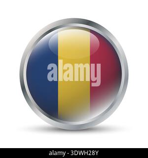 Roumanie drapeau 3D illustration de badge Illustration de Vecteur
