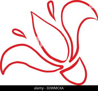 élément vectoriel, fleur, lis sans remplissage, rustique, a-la rus, style slave, élément décoratif, simple Illustration de Vecteur