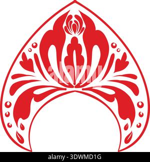 Élément vectoriel, kokoshnik droit, rustique, a la rus, style slave, élément décoratif, Illustration de Vecteur