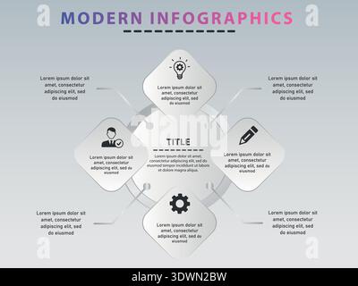 Résumé infographie avec Modern Design, conception modifiable vectorielle, peut être utilisé pour la conception d'affaires ou de présentation. Illustration de Vecteur