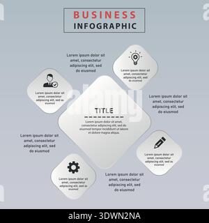 Business Square Infographic Steps, conception modifiable vectorielle, peut être utilisé pour la conception d'entreprise ou de présentation. Illustration de Vecteur