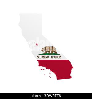 Affiche de carte du drapeau de Californie. Décoration murale de la fierté de l'État DES ÉTATS-UNIS. Numérique imprimable patriotique Illustration vectorielle détaillée Illustration de Vecteur