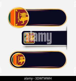Shiny Sri Lanka Flag Banners Set, conception modifiable vectorielle, peut être utilisé pour la conception d'affaires ou de présentation. Illustration de Vecteur