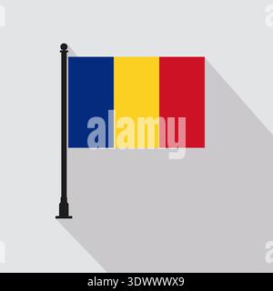 Flat Romania rectangle Flag Pole en couleurs officielles, conception modifiable vectorielle, peut être utilisé pour la conception d'affaires ou de présentation. Illustration de Vecteur