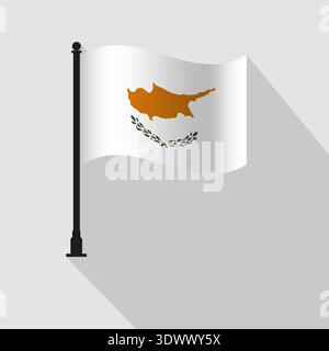 Chypre Waving Flag Pole illustration vectorielle, conception modifiable vectorielle, peut être utilisée pour la conception d'affaires ou de présentation. Illustration de Vecteur