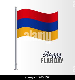 Arménie Flag Pole Vector illustration Wavy Flag Pole Happy Flag Day, conception modifiable vectorielle, peut être utilisé pour la conception d'affaires ou de présentation. Illustration de Vecteur