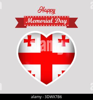Happy Memorial Day Georgia Flag Heart Banner, conception modifiable vectorielle, peut être utilisée pour la conception d'affaires ou de présentation. Illustration de Vecteur