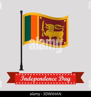 Plat jour de l'indépendance du Sri Lanka avec drapeau ondulant, conception modifiable vectorielle, peut être utilisé pour la conception d'affaires ou de présentation. Illustration de Vecteur