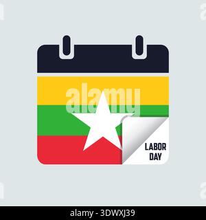 Myanmar Labor Day Calendar Flag illustration, conception modifiable vectorielle, peut être utilisée pour la conception d'affaires ou de présentation. Illustration de Vecteur
