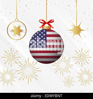 Ornements de boule de Noël USA Flag Celebration, conception modifiable vectorielle, peut être utilisé pour la conception d'affaires ou de présentation. Illustration de Vecteur