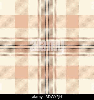 Vecteur de contrôle de texture propre, tartan à motif écossais silencieux. Fond sans couture de tissu textile luxueux dans la palette de couleurs orange et cornsilk. Illustration de Vecteur