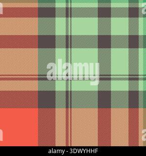 Tissu de motif vectoriel à la mode, fond sans couture textile idyllique. Motif écossais folklore à carreaux de tartan dans une palette de couleurs verte et pastel. Illustration de Vecteur