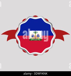 Creative Haiti Flag Sticker Emblem, conception modifiable vectorielle, peut être utilisé pour la conception d'affaires ou de présentation. Illustration de Vecteur