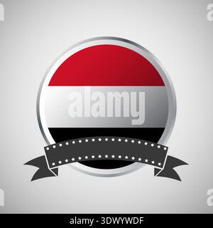 Vector Yemen Round Flag Banner illustration vectorielle, conception modifiable vectorielle, peut être utilisée pour la conception d'affaires ou de présentation. Illustration de Vecteur