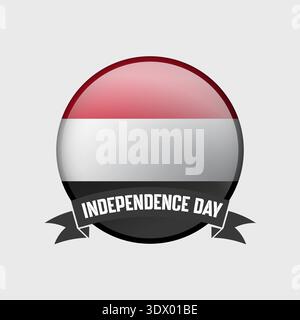 Le badge Round Independence Day du Yémen, conception modifiable vectorielle, peut être utilisé pour la conception d'affaires ou de présentation. Illustration de Vecteur