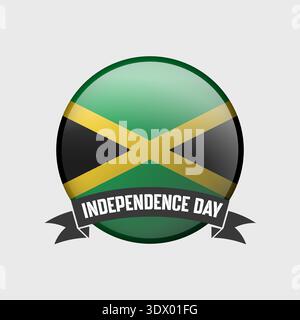 Jamaica Round Independence Day badge, conception modifiable vectorielle, peut être utilisé pour la conception d'affaires ou de présentation. Illustration de Vecteur