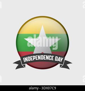 Myanmar Round Independence Day badge, conception modifiable vectorielle, peut être utilisé pour la conception d'affaires ou de présentation. Illustration de Vecteur