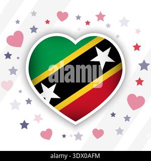 L'icône de coeur de drapeau Creative Saint-Kitts-et-Nevis, conception modifiable vectorielle, peut être utilisée pour la conception d'affaires ou de présentation. Illustration de Vecteur