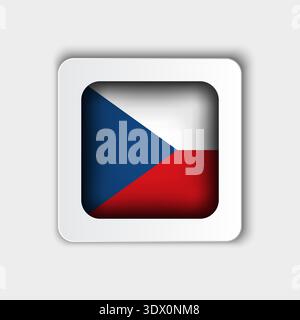 République tchèque Flag Button Flat Design, conception modifiable vectorielle, peut être utilisé pour la conception d'affaires ou de présentation. Illustration de Vecteur