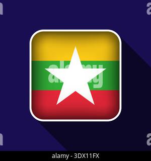 L'illustration vectorielle de fond de drapeau plat du Myanmar, la conception modifiable vectorielle, peut être utilisée pour la conception d'affaires ou de présentation. Illustration de Vecteur