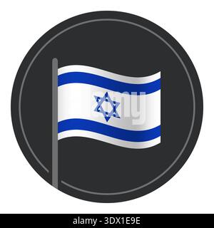 Abstrait Israël Flag icône plate dans le cercle isolé sur fond blanc, conception modifiable vectorielle, peut être utilisé pour la conception d'affaires ou de présentation. Illustration de Vecteur
