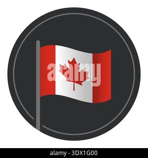 Abstrait Canada Flag Flat icône en cercle isolé sur fond blanc, conception modifiable vectorielle, peut être utilisé pour la conception d'affaires ou de présentation. Illustration de Vecteur
