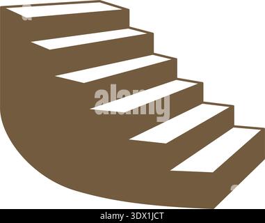 Icône d'escalier arrondie. Symbole vectoriel architectural minimal avec une illustration géométrique douce. Illustration de Vecteur
