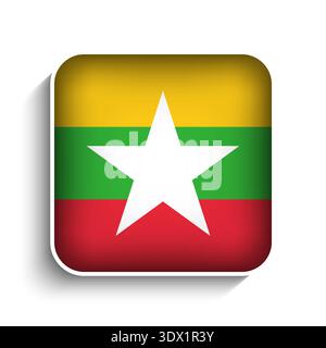 Vector Square Myanmar Flag icône, conception modifiable vectorielle, peut être utilisé pour la conception d'affaires ou de présentation. Illustration de Vecteur