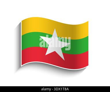 Vector Myanmar Waving Flag icône, conception modifiable vectorielle, peut être utilisé pour la conception d'affaires ou de présentation. Illustration de Vecteur
