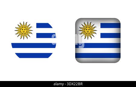 Flat Square et Circle Uruguay Flag icônes, conception modifiable vectorielle, peut être utilisé pour la conception d'affaires ou de présentation. Illustration de Vecteur