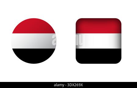 Flat Square et Circle Yemen Flag icônes, conception éditable vectorielle, peut être utilisé pour la conception d'affaires ou de présentation. Illustration de Vecteur