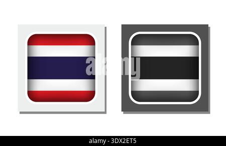 Icône de drapeau arrondi carré de Thaïlande, conception modifiable vectorielle, peut être utilisée pour la conception d'affaires ou de présentation. Illustration de Vecteur