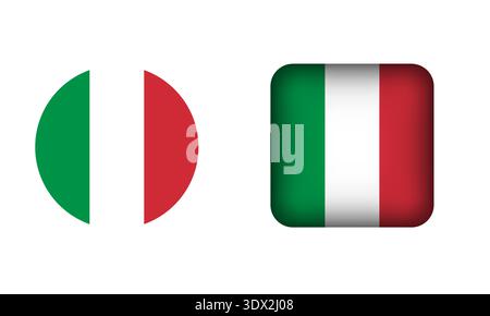 Flat Square et Circle Italy Flag icônes, conception modifiable vectorielle, peut être utilisé pour la conception d'affaires ou de présentation. Illustration de Vecteur