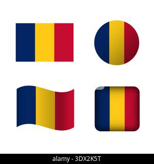 Ensemble d'icônes de drapeau national de Vector Tchad, conception modifiable vectorielle, peut être utilisé pour la conception d'affaires ou de présentation. Illustration de Vecteur